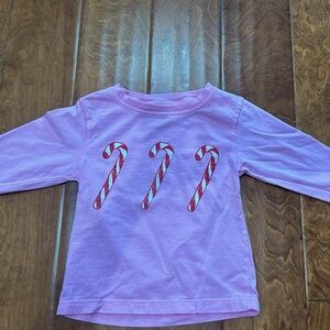 Size XXS Pink Candy Cane Mustard and Ketchup Kids Long Sleeve